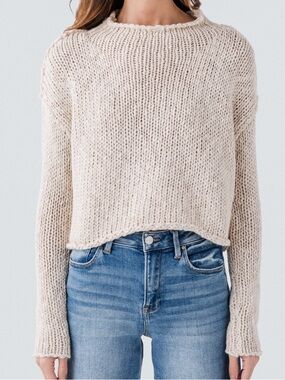 Free People Opal Chunky Crewneck Sweater Size Medium Color Tea NWT